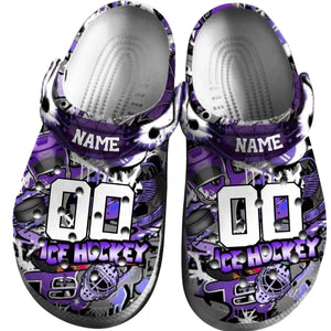 Purple Graffiti Ice Hockey Clogs 01 - Baller Crown