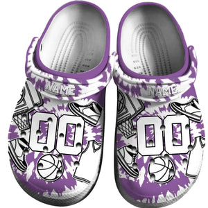 Purple Tie-Dye Basketball Clogs 01 - Baller Crown