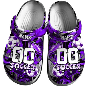 Purple Graffiti Soccer Clogs 01 - Baller Crown