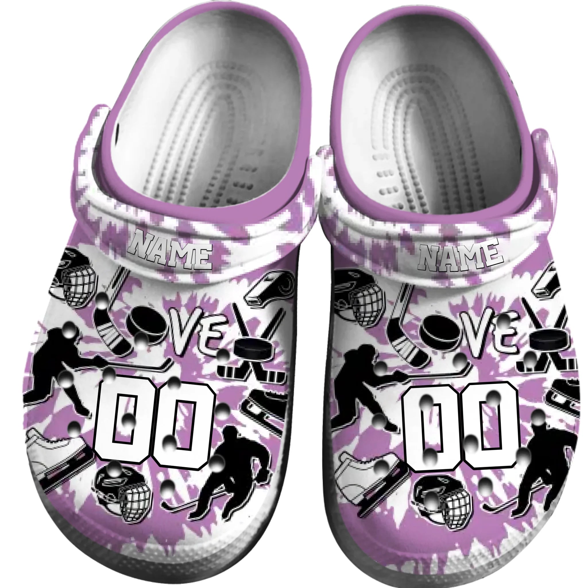 Purple Tie-Dye Ice Hockey Clogs 01