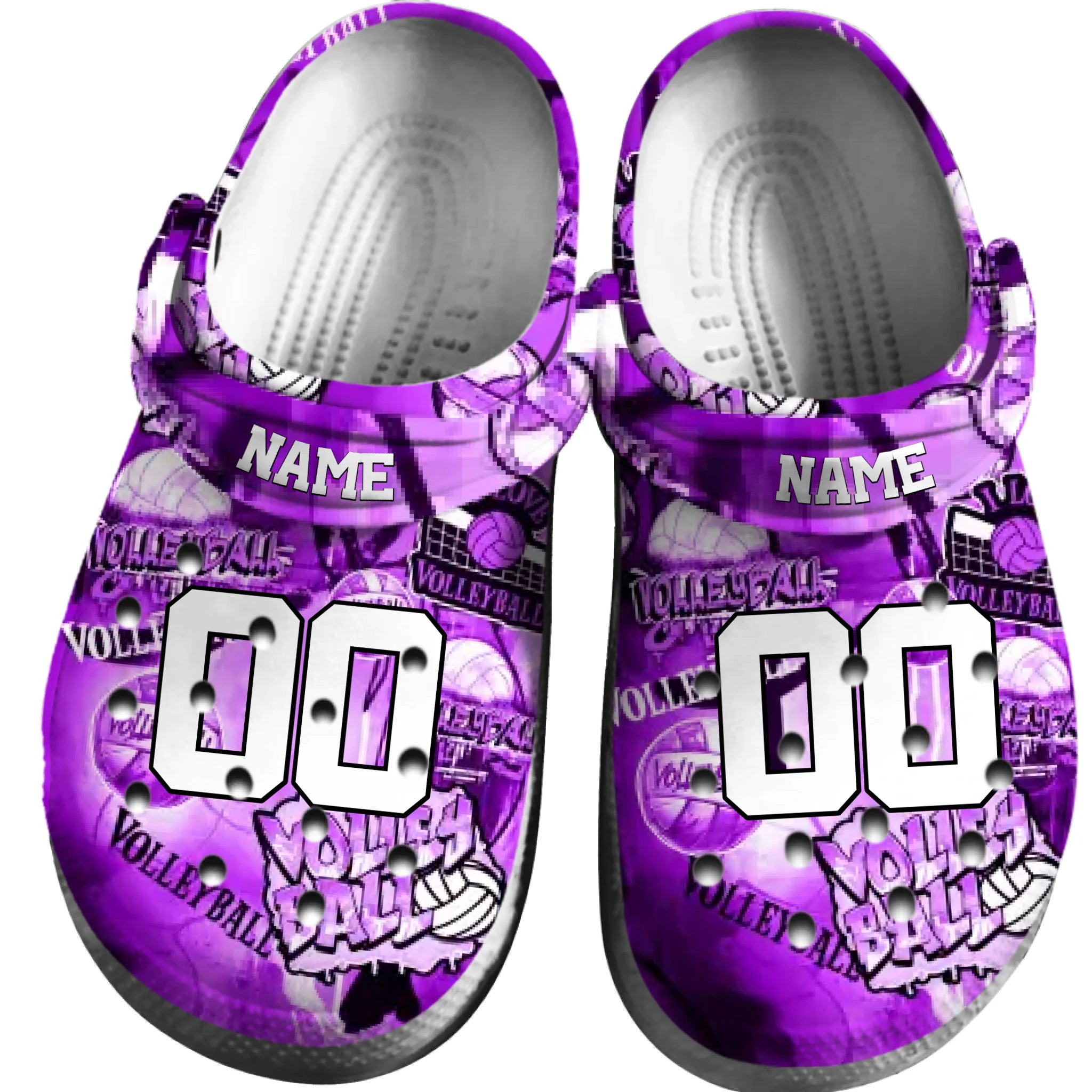 Purple Graffiti Volleyball Clogs 01
