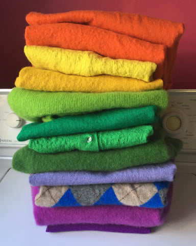 colourful sweater stack