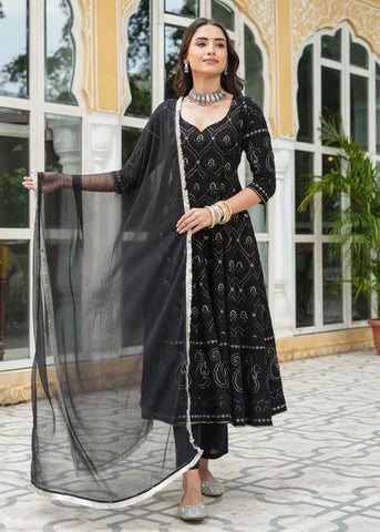 Jannat Black Chikankari Anarkali Suit set with Dupatta