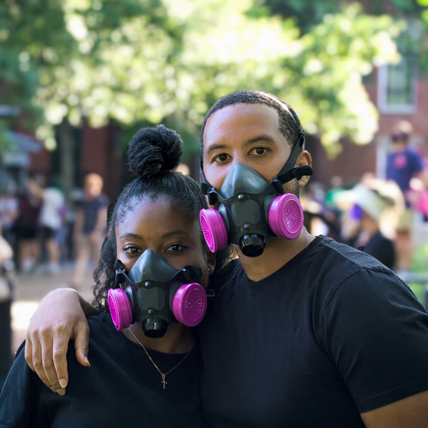 couple wearing face masks