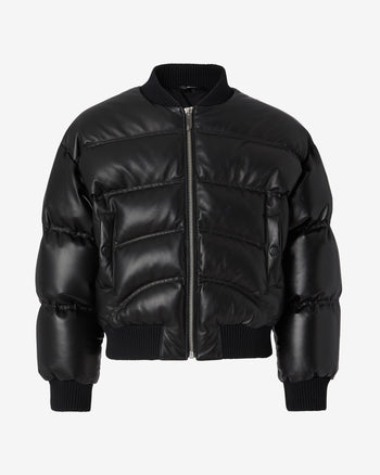 Oversized Faux Leather Puffer Jacket | boohoo
