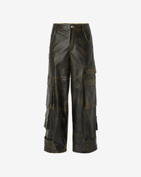 Rub-Off Leather Ultracargo | Men Trousers Black | GCDS®