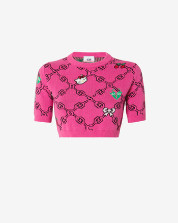 Hello Kitty Jacquard Top | Women Tops Fuchsia | GCDS Spring/Summer 2023