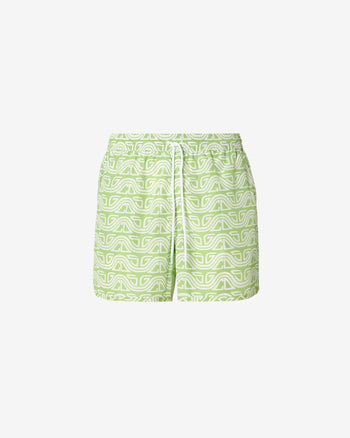 All-Over Waved Logo Print Swim Shorts | Men Swimwear Lime | GCDS Spring/Summer 2023