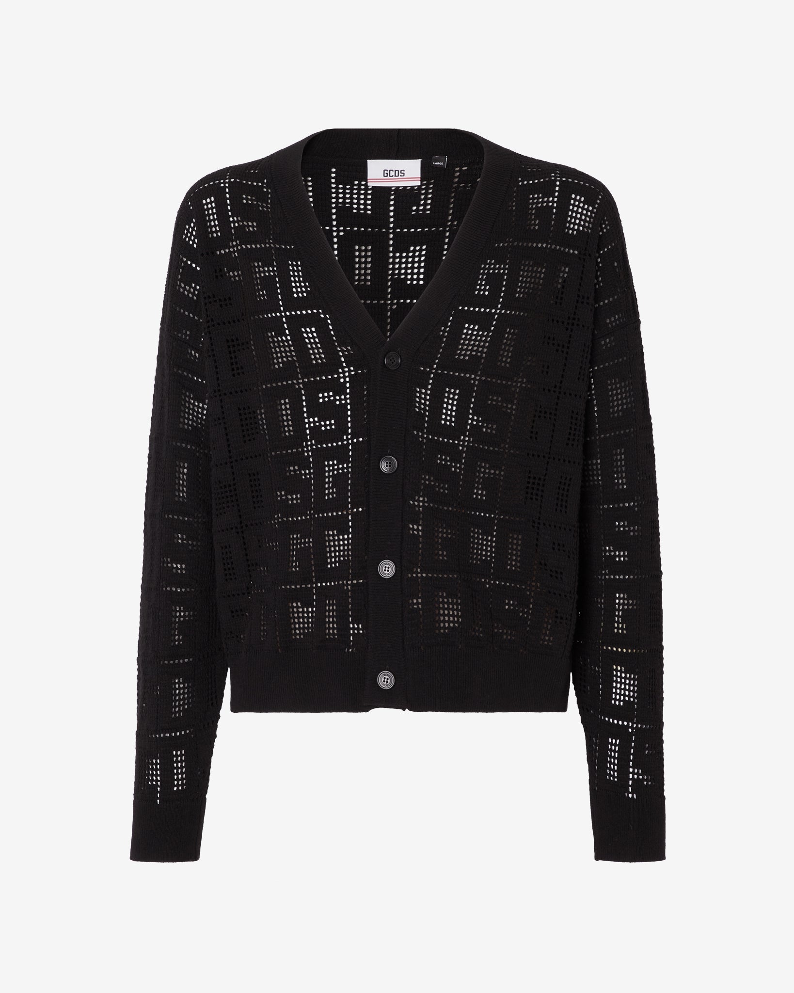 Gcds monogram jacquard mini cardigan: Women Knitwear Black