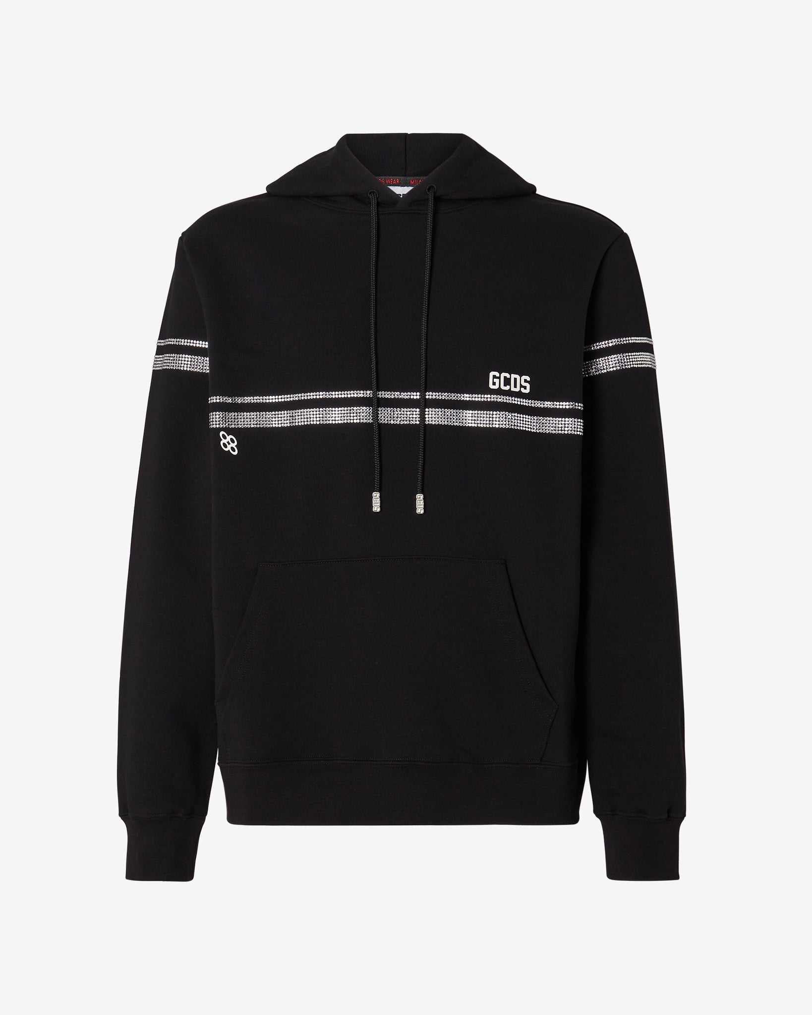 Gcds logo-patch velvet hoodie - Black
