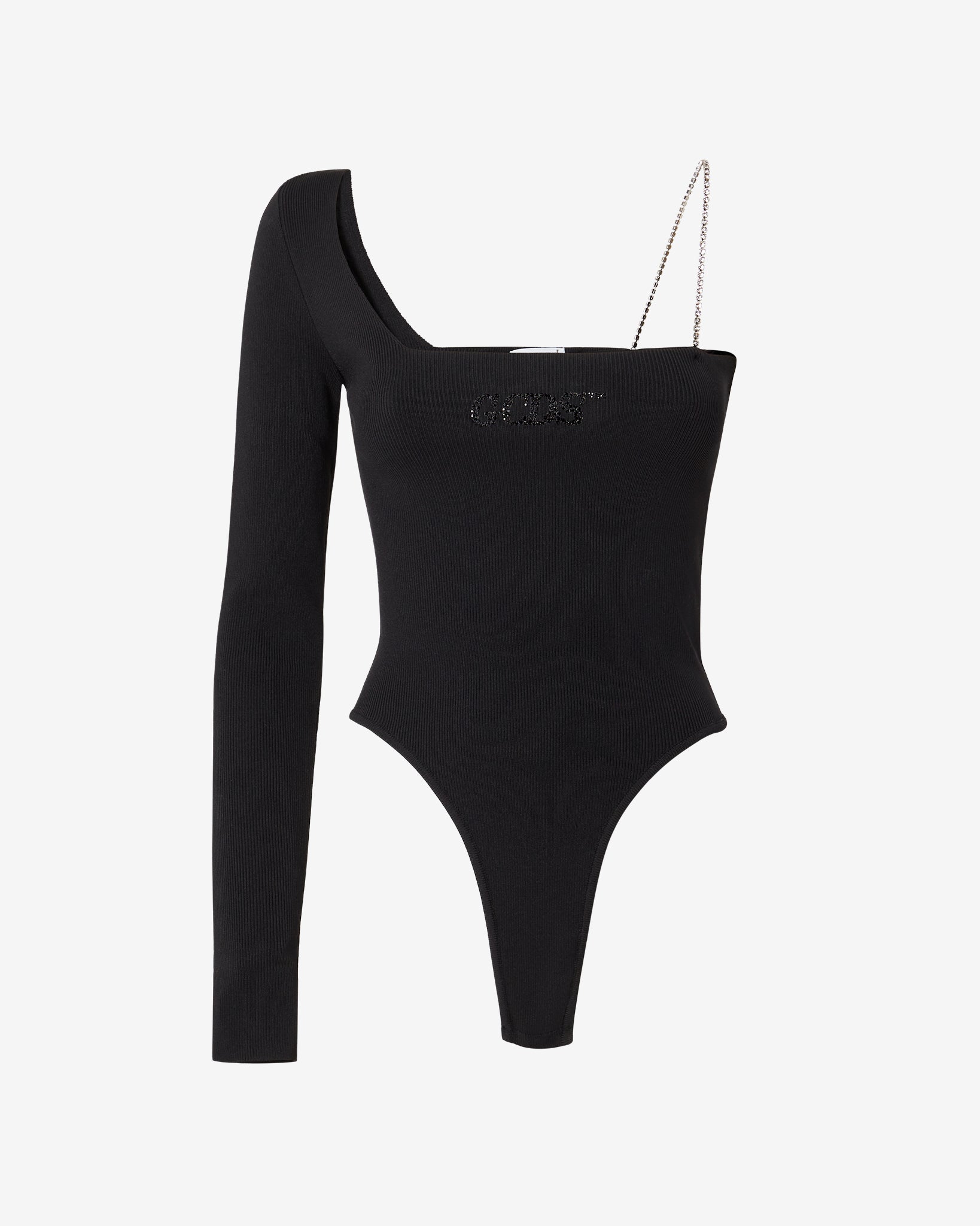 Gcds Bling One-Shoulder Bodysuit : Women Bodysuits Black | GCDS