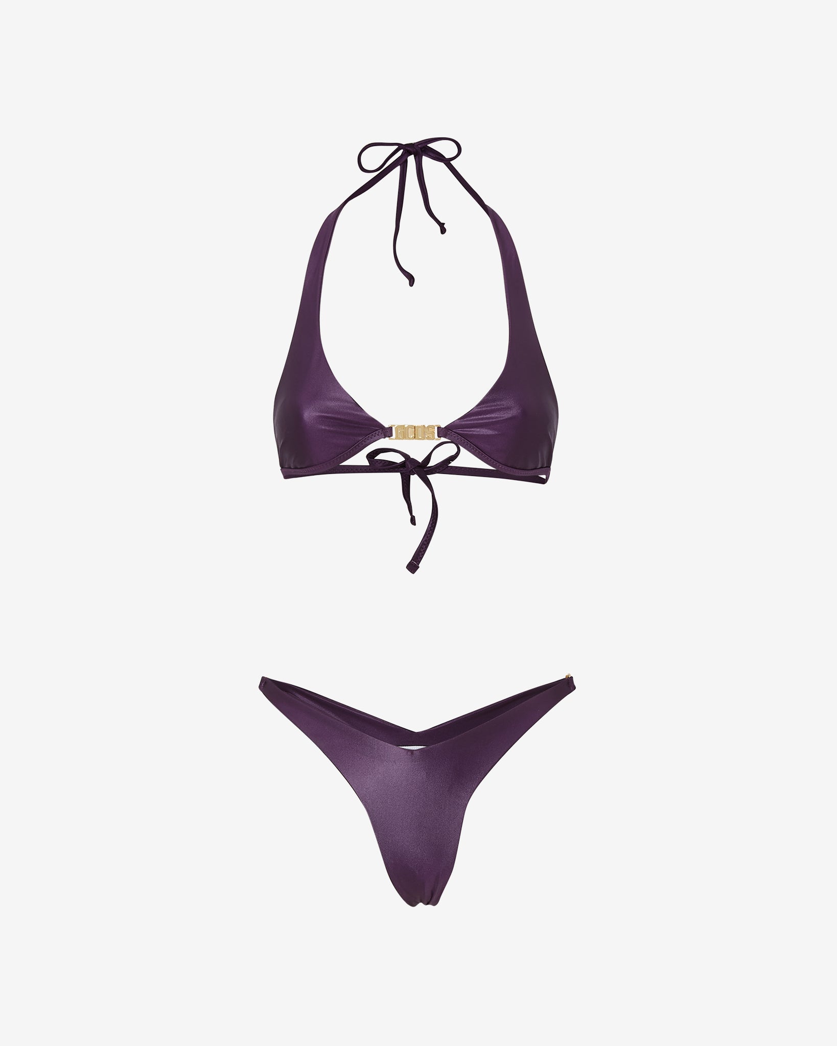 Metallic Logo Clip Bikini Bra : Women Swimwear Violet