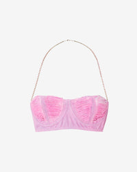 Ribbed Denim Bra | Women Tops Pink | GCDS Spring/Summer 2023