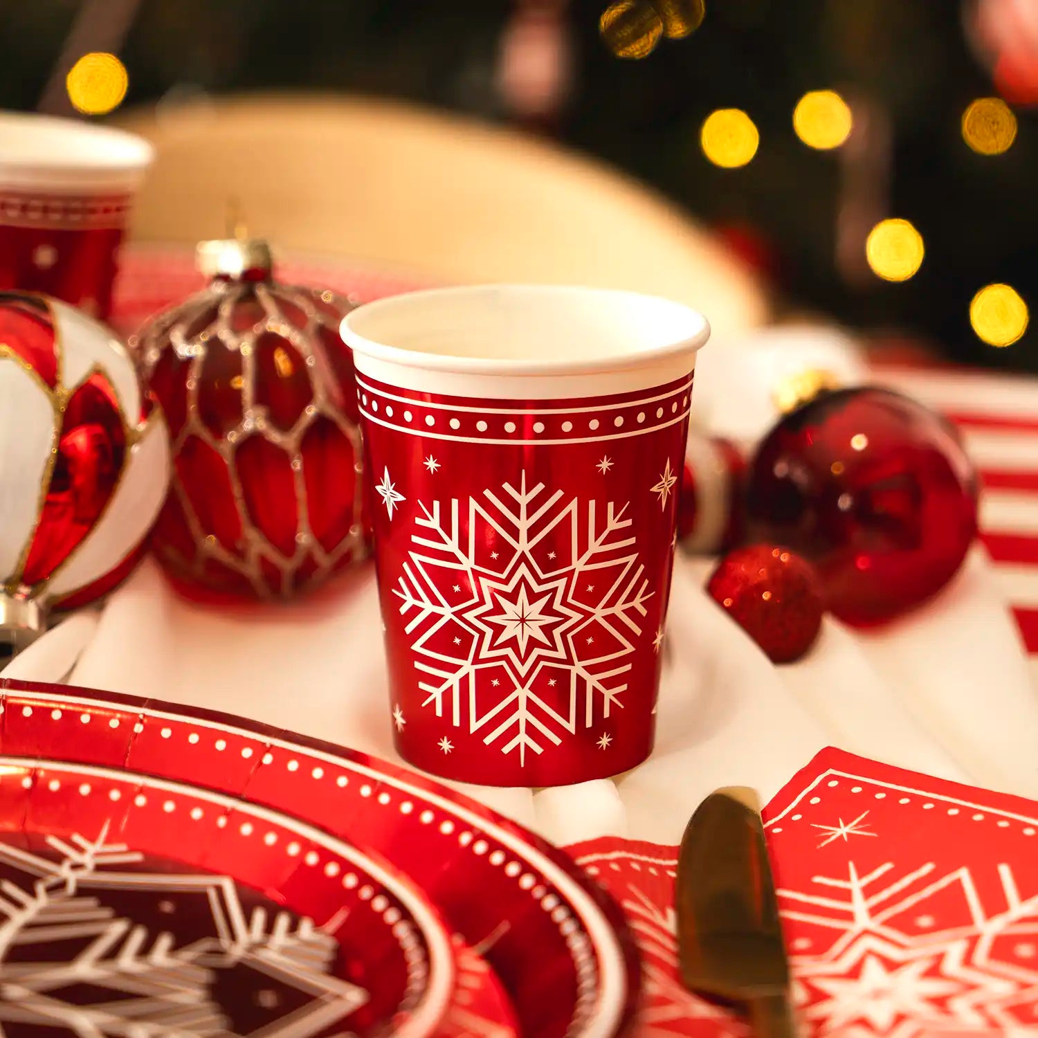 Vaso Cartón Navidad 270cc Winter Oro