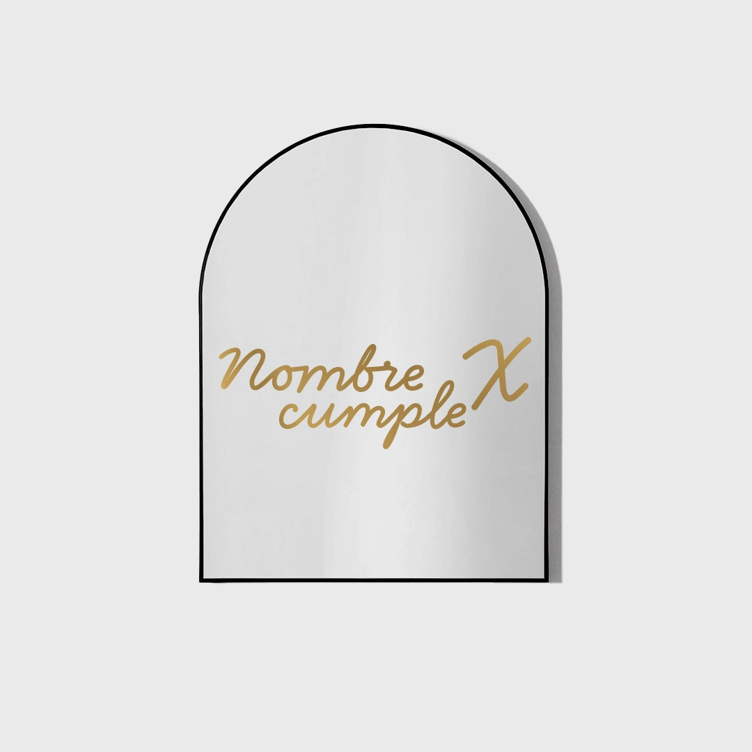 Vinilo Personalizado Nombre Cumple X Espejo Plata