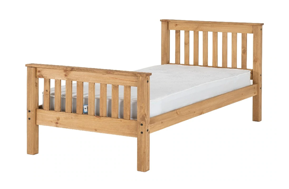 Monaco 3ft Bed High Foot End Distressed Waxed Pine Online | Furnishop