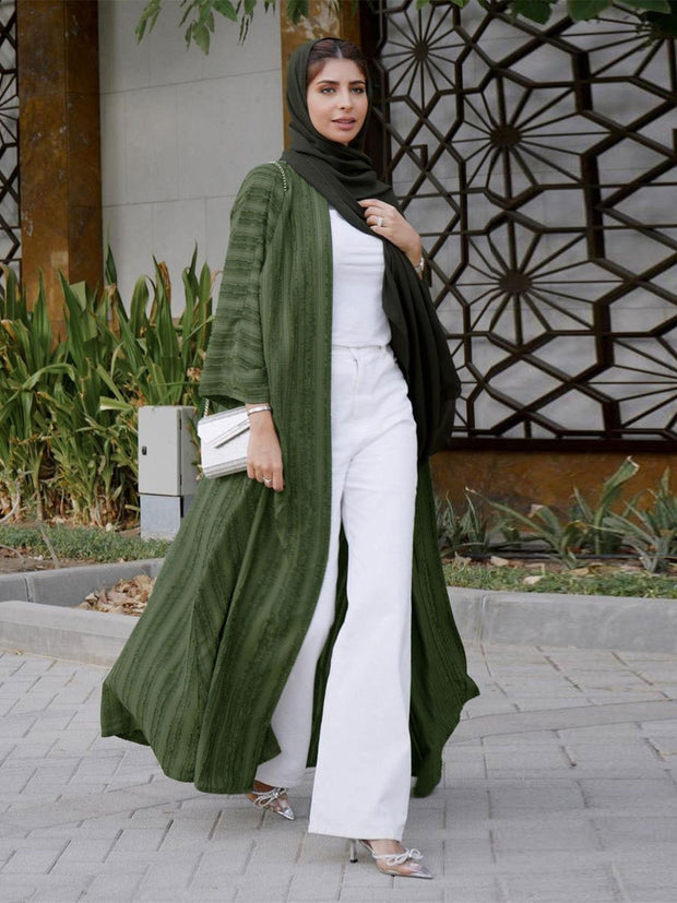 Kimono Long Sleeve Dress Muslim Abayas With Belt