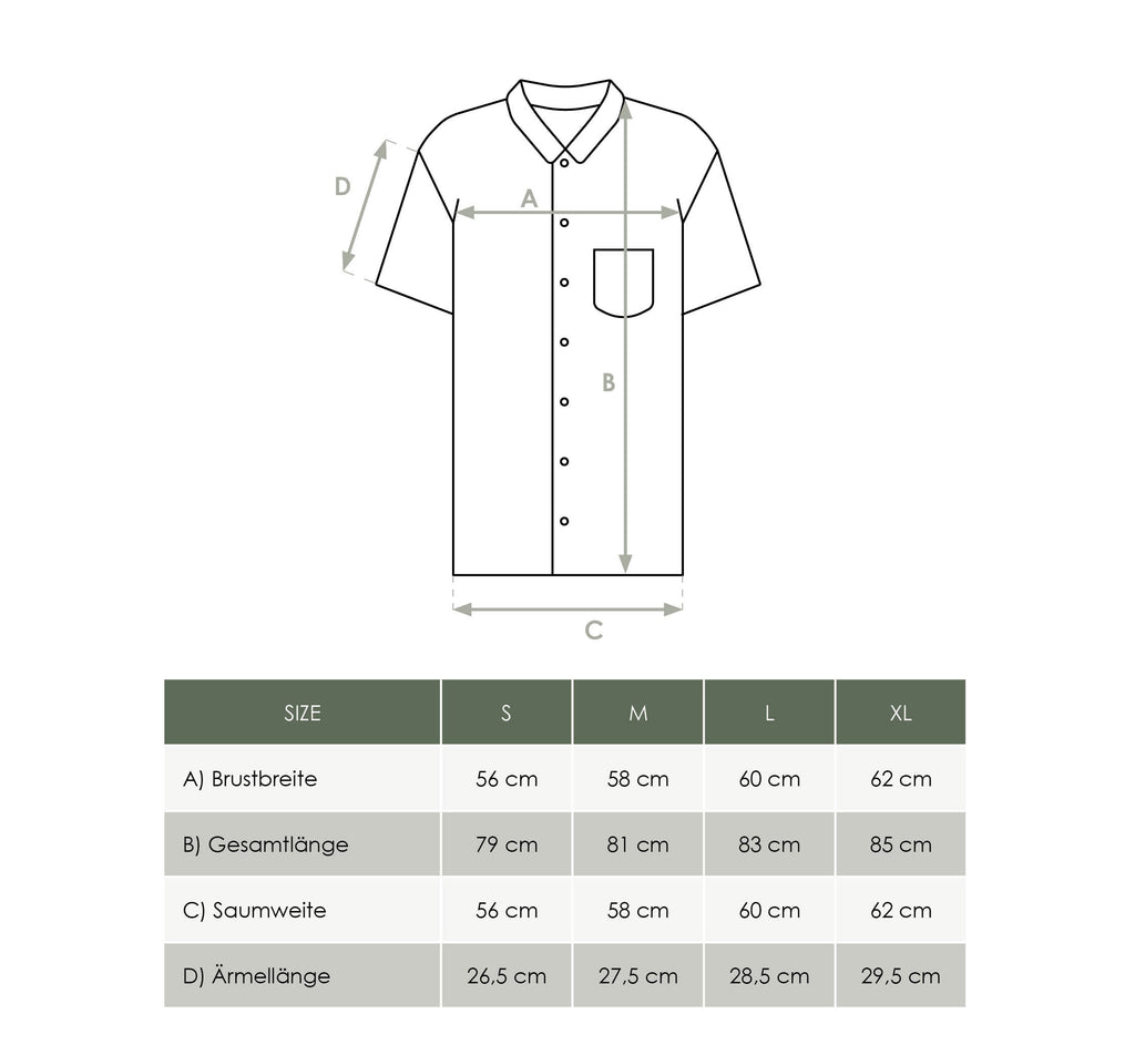FUXBAU Größentabelle kurzarm Hemd