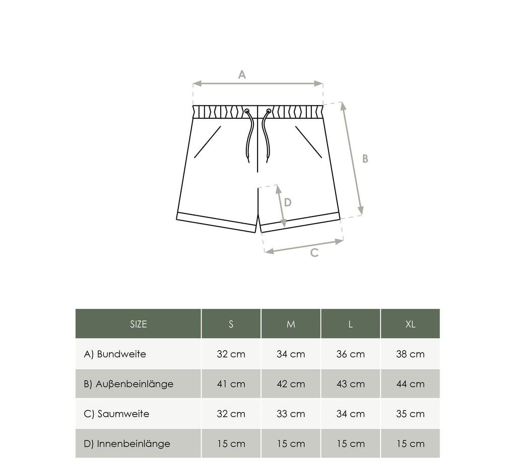 FUXBAU Größentabelle Frauen Shorts