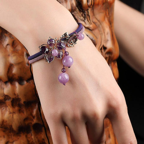 Charming Perfections Purple Amethyst Natural Crystal Stone Bracelet February Birthstone