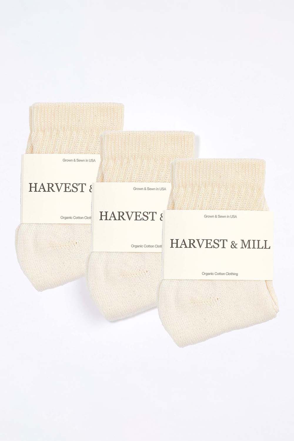 Men's 3 Pack Organic Cotton Socks Natural-White Ankle