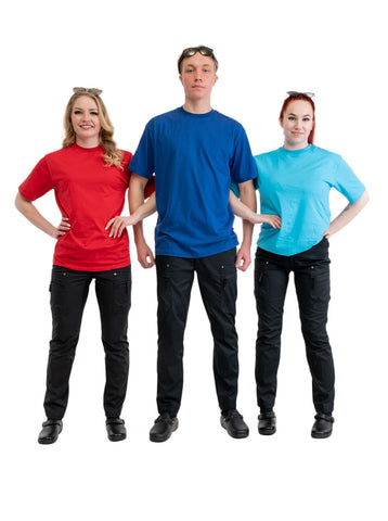 Unisex t-shirt with short sleeves, several colors.