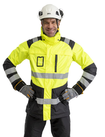 The visible warning shell jacket is fully taped and provides protection against rain, wind and darkness. Warning protective clothing designed for professionals from Image Wear.