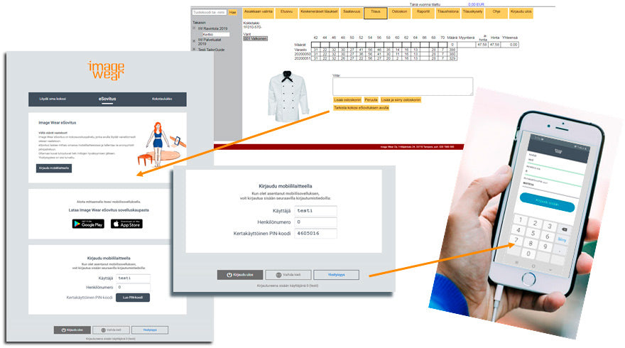 eSovitus how the customer checks their correct clothing size using the virtual fitting service.