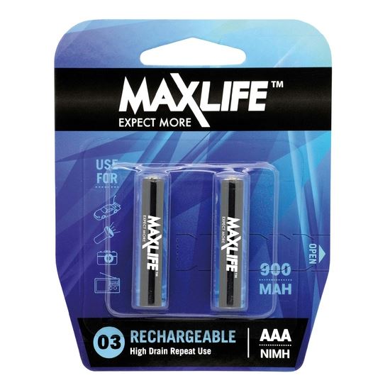 MAXLIFE_AAA_Rechargeable_Battery_NIMH_900mAh_2Pk