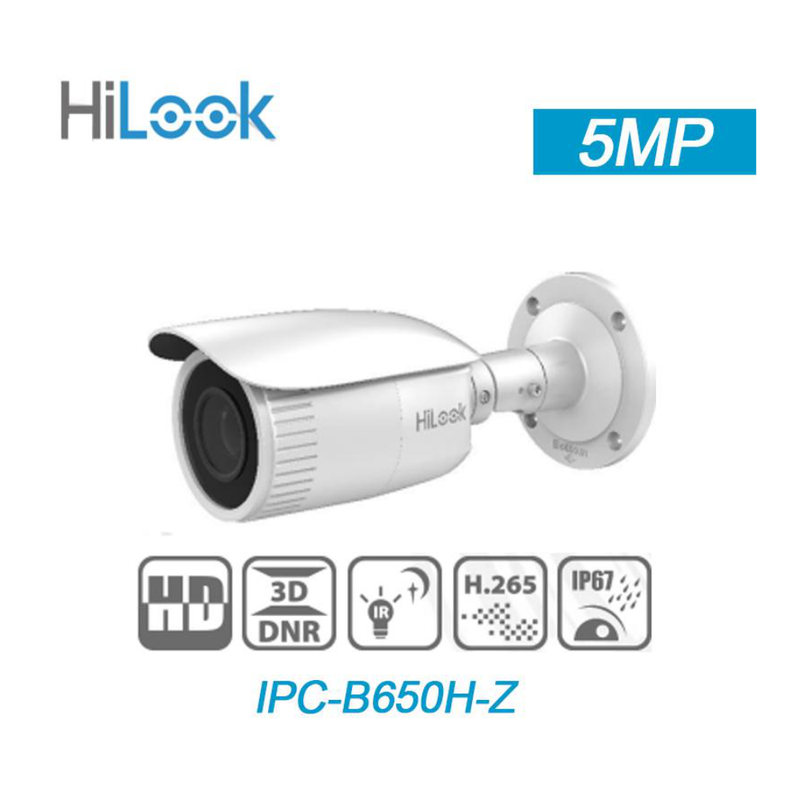 HiLook IPC-B650H-Z - 5MP PoE IP IR (30m) WDR bullet with 2.8-12mm motorized zoom lens