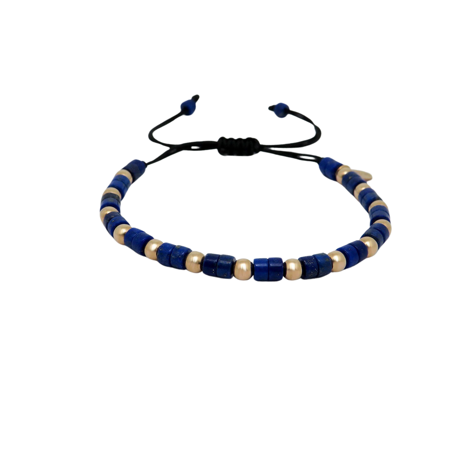 image of Jaibor pull bracelet with lapis lazuli trimming in 750/18K rose gold / nylon