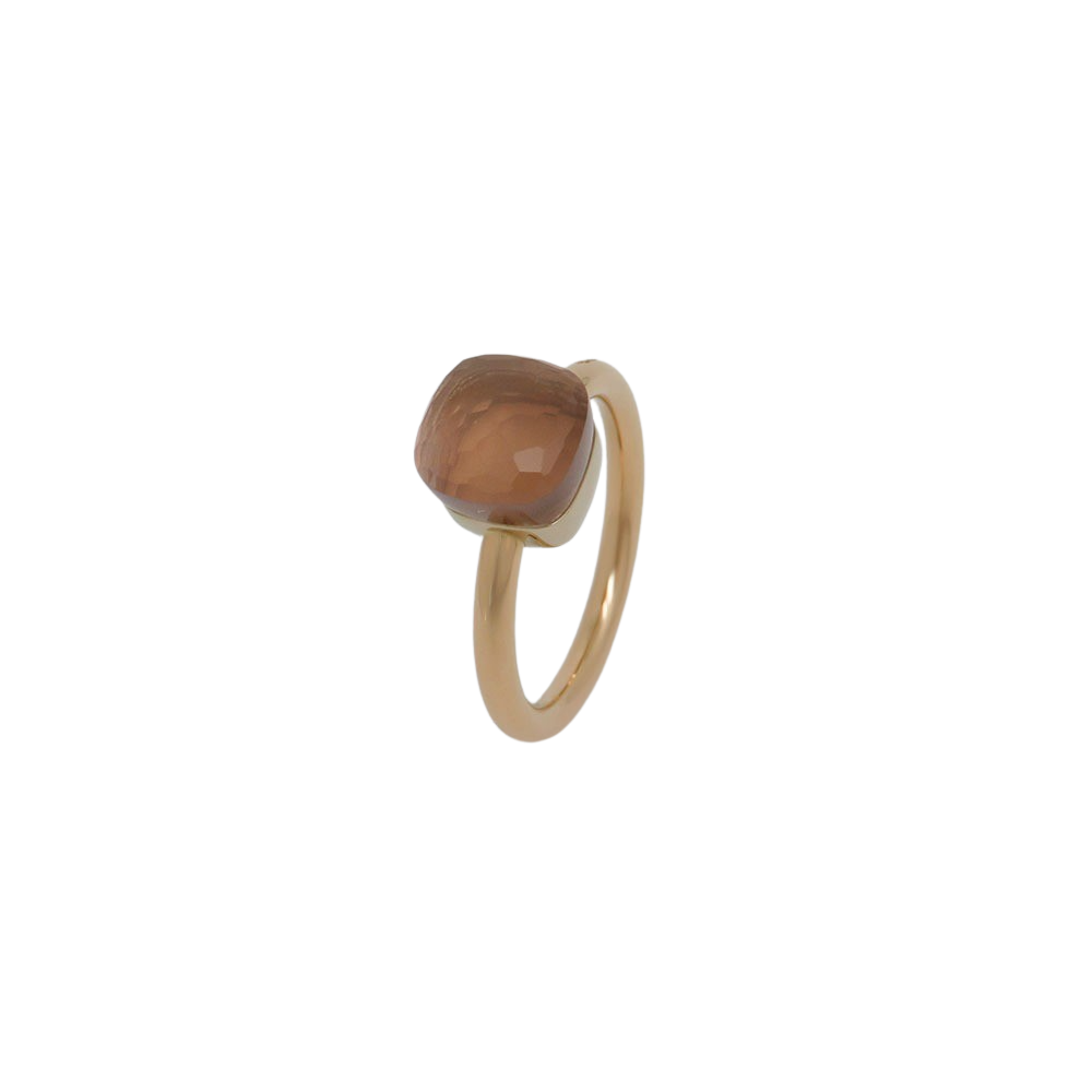 image of Pomellato Nudo Petit Ring with lemon quartz setting in 750/18K rose gold size 53