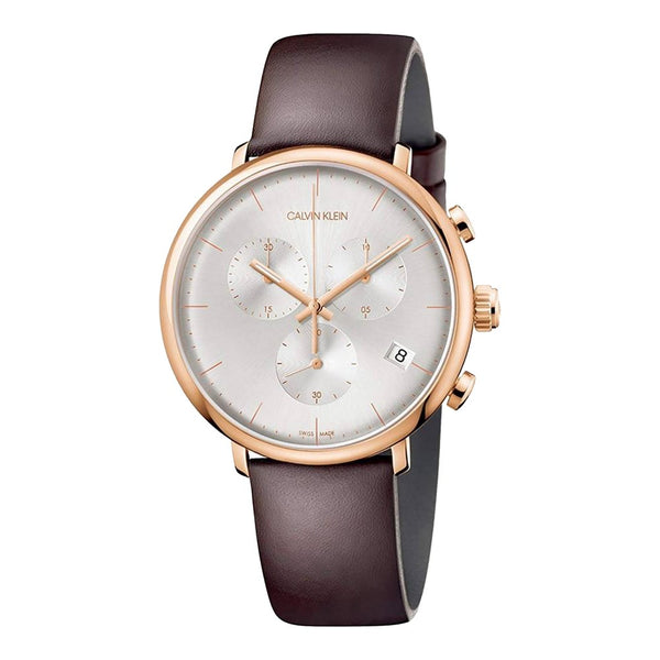 Calvin Klein Adult Chronograph Quartz Watch with Leather Strap K8M271C