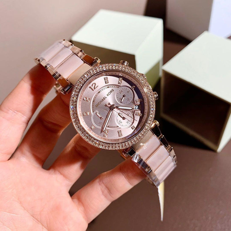 Michael Kors Parker Glitz Silver Dial Twotone Womens Watch  MK5626  Womens Fashion Watches  Accessories Watches on Carousell