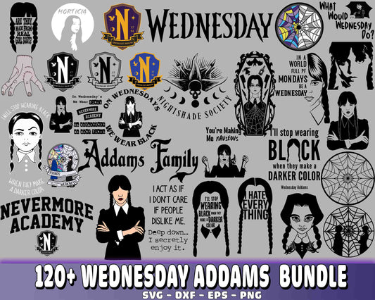 Wednesday Addams Netflix SVG, Typographic Logo SVG, Wednesday TV Series SVG  PNG EPS DXF PDF, Cricut