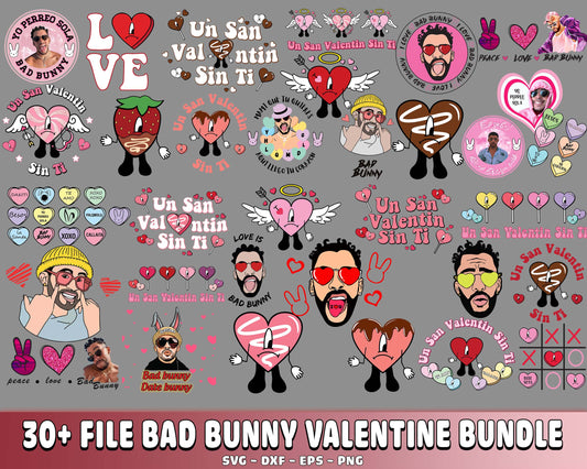 Bad Bunny Valentine's Candy Hearts 2021 SVG, PNG, EPS, Pdf, for