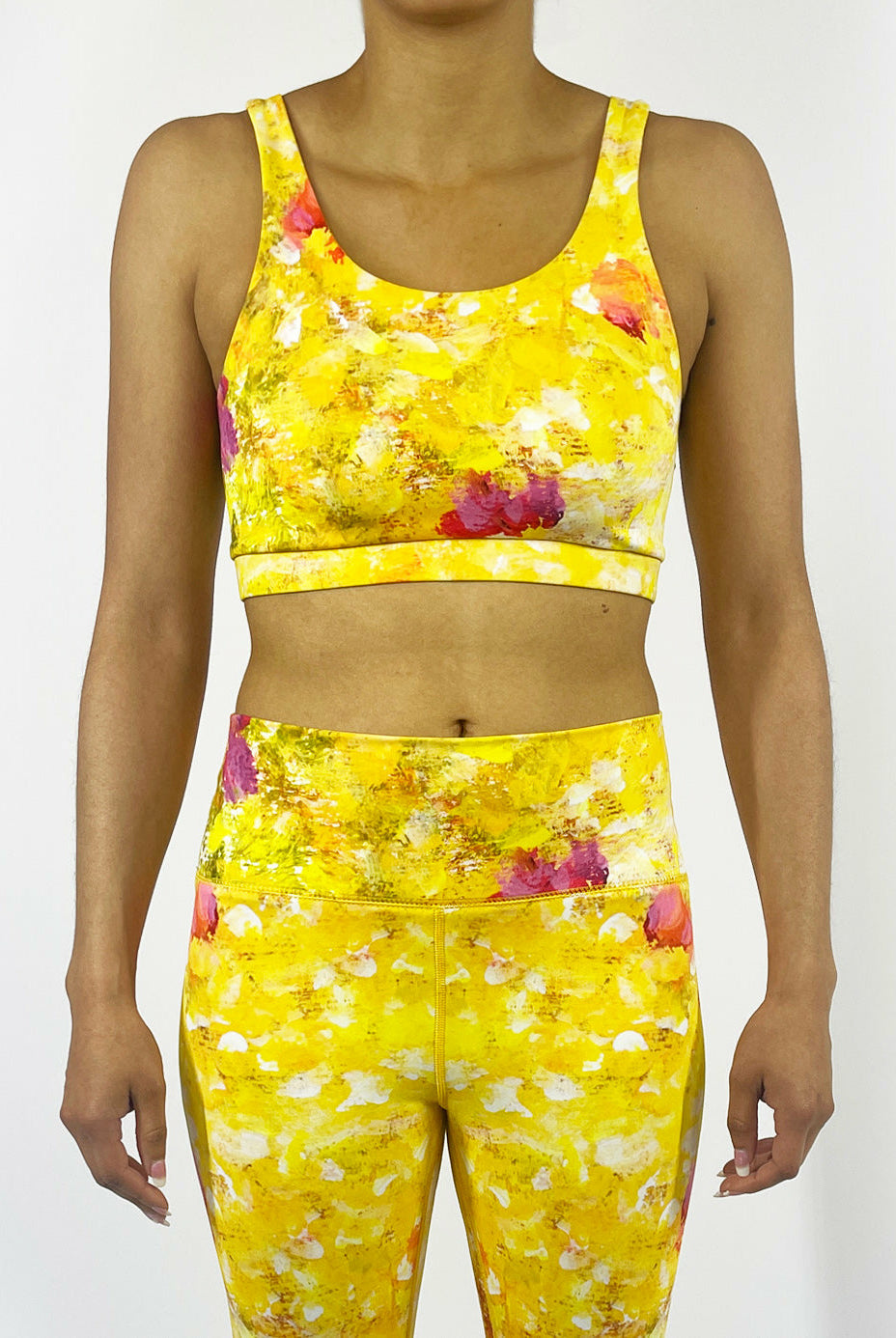 One Shoulder Custom Fit Yellow Flower Sports Bra – Athlettia