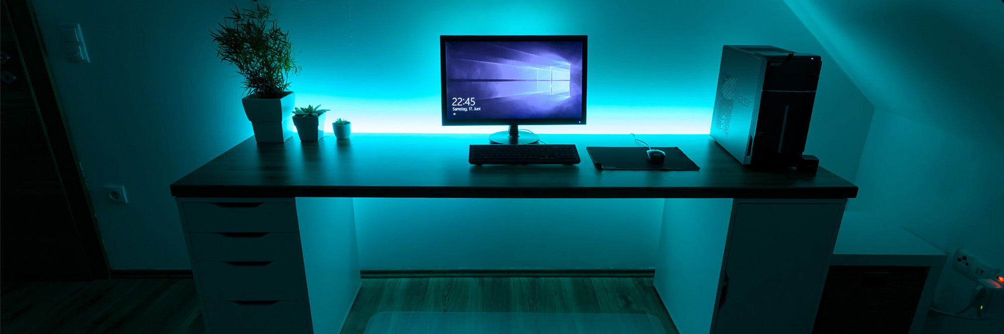 setup gaming led bleu
