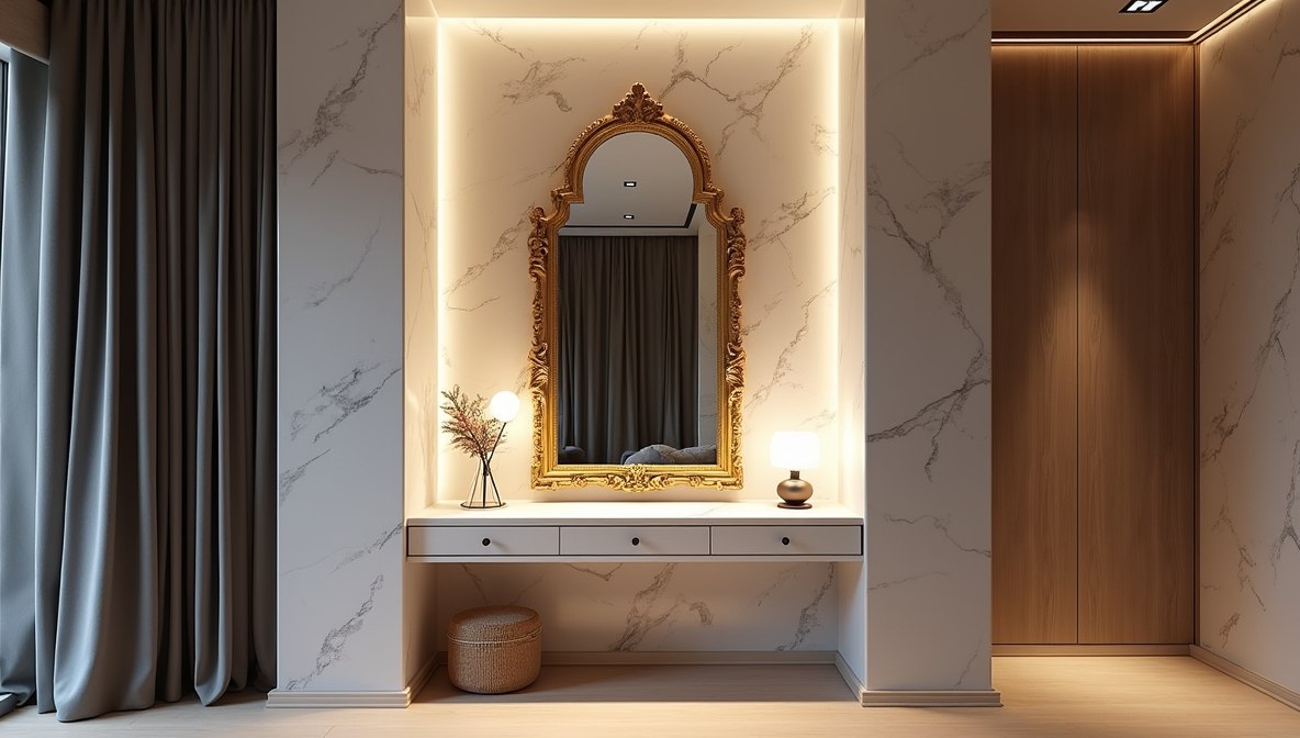Elegant arched vanity mirror in a modern interior