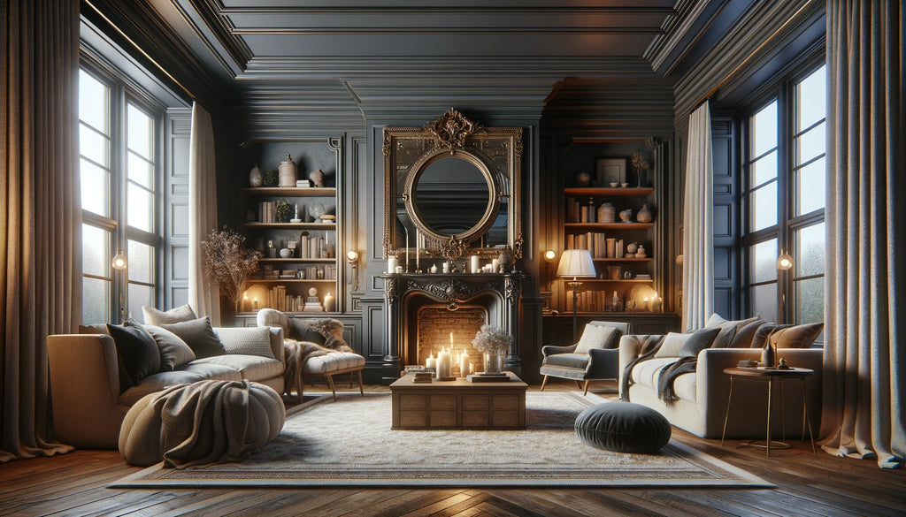 mirror above fireplace