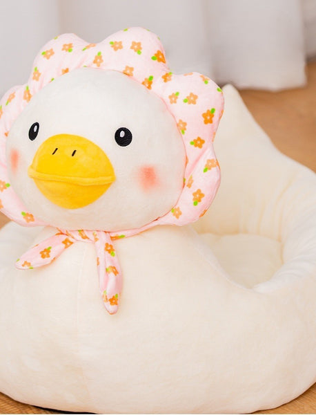 duck shape kawaii cat bed with scarf