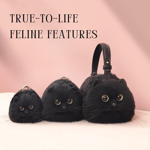 extremely real black cat breed shape handbag