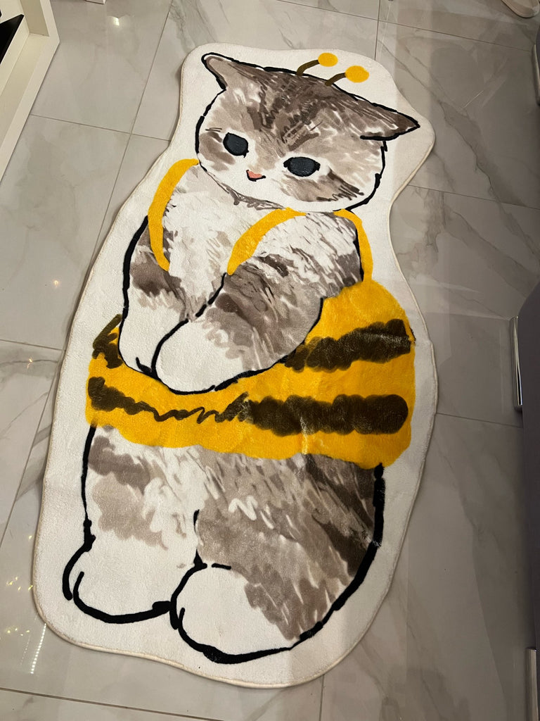 Adorable Cartoon Cat Bedside Rug - Bee
