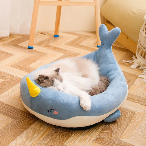 cartoon whale design big cat bed by meowgicians