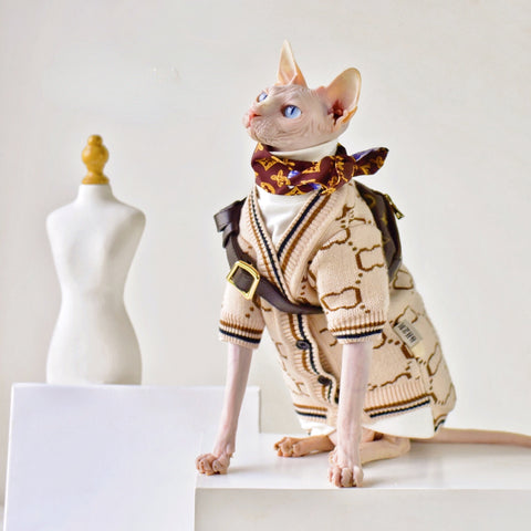 Designer Cat Sweater  LV Sweater for Sphynx, Designer Sweater