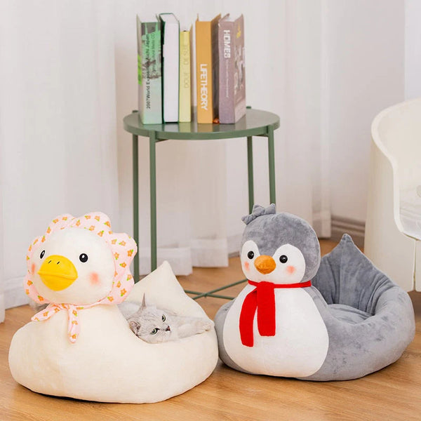 kawaii cat bed inspired by duck and penguin cartoon
