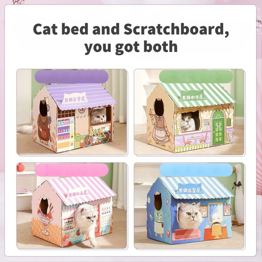 pink cat bed made by carton in japanese style