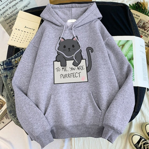 you are purrfect cute cat hoodie for women cute cat female sweatshirt cute cat design hoodie for cat lady gifts for cat lovers