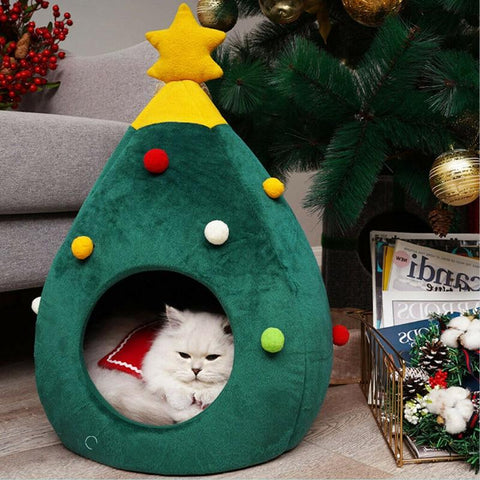 adorable christmas tree cat bed