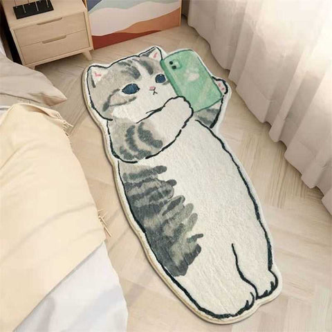 cute cat rugs with a selfie cat design for home and bedrooms
